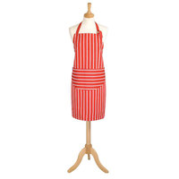 Dexam Rushbrookes Butchers Stripe Adult Apron (Made in UK) - Red