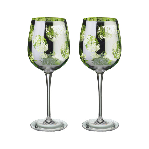 ARTLAND TROPICAL LEAVES WINE GLASS (2)