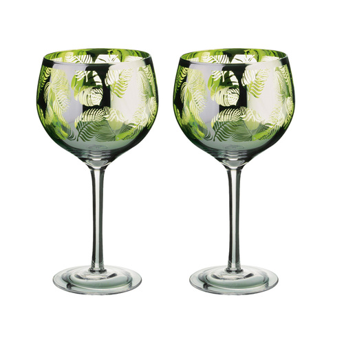 ARTLAND TROPICAL LEAVES GIN GLASS (2)