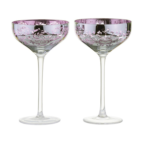 FILIGREE CHAMPAGNE SAUCER LILAC SET 2