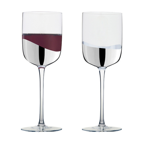 ASD WAVE WINE GLASSES SILVER (SET 2)
