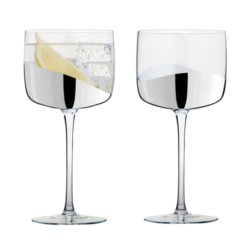 ASD WAVE GIN GLASSES SILVER (SET 2)