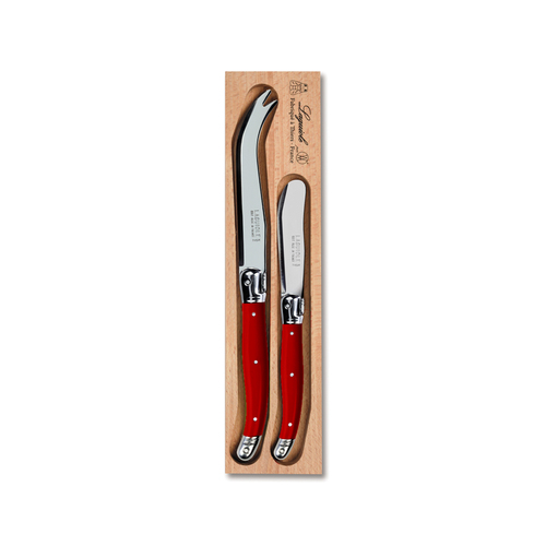 VERDIER CHEESE KNIFE/SPREADER 2PC BR RED