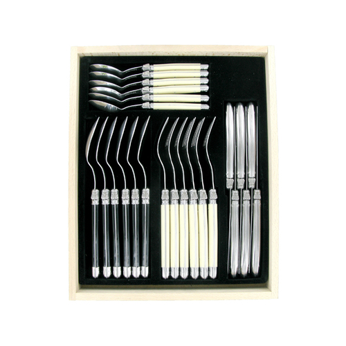 VERDIER CUTLERY SET 24 PC IVORY/SS/BLACK