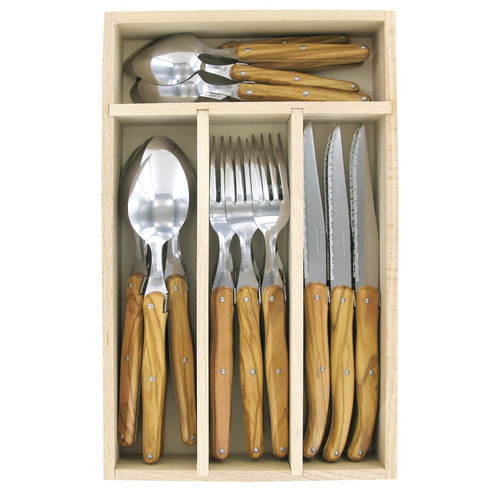 VERDIER CUTLERY SET 24 PC OLIVE WOOD