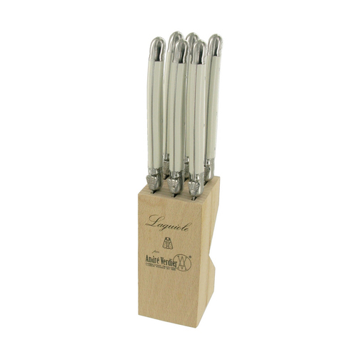 VERDIER STEAK KNIFE BLOCK SET 6 WHITE