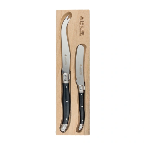 LAGUIOLE CHEESE KNIFE/SPREADER 2PC BLACK