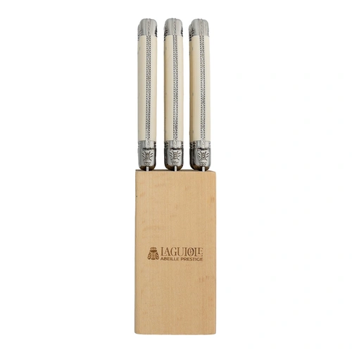 LAGUIOLE STEAK KNIFE BLOCK SET 6 IVORY