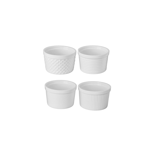 TEXTURED RAMEKINS 420ML SET OF 4 WHITE