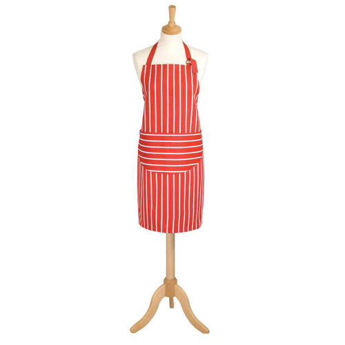 Dexam Rushbrookes Butchers Stripe Adult Apron (Made in UK) - Red