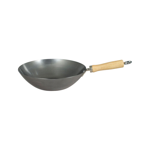 WOK 27CM 1.2MM GAUGE CARBON STEEL