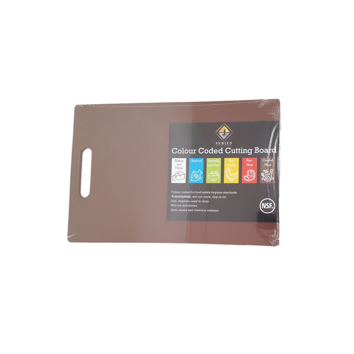 CHOPPING BOARD PE 300X450 BROWN W/HANDLE