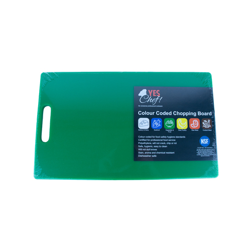 CHOPPING BOARD PE 300X450 GREEN W/HANDLE