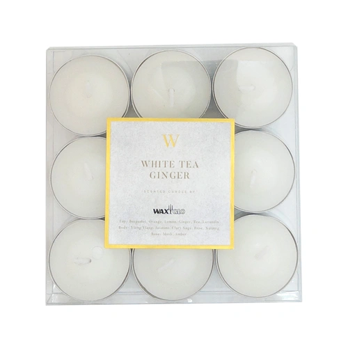 W Scented Range 4 Hour Tealights (9pk) -White Tea and Ginger