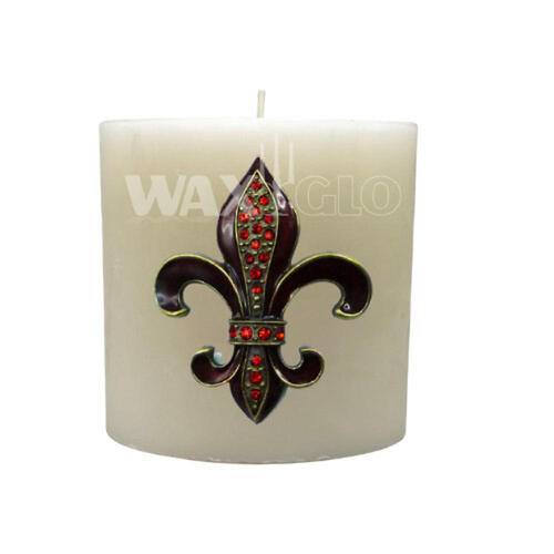 Metal Fleur De Lis Candle Pin -Red