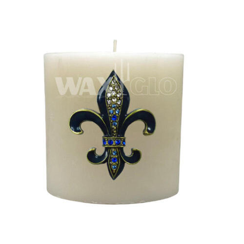 Metal Fleur De Lis Candle Pin -Blue